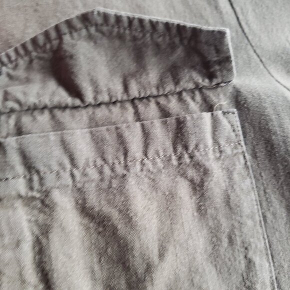 Olive Army Green AR Aloha Rag 3/4 Length Sleeve Button Up Shirt Side Zips - Picture 15 of 16